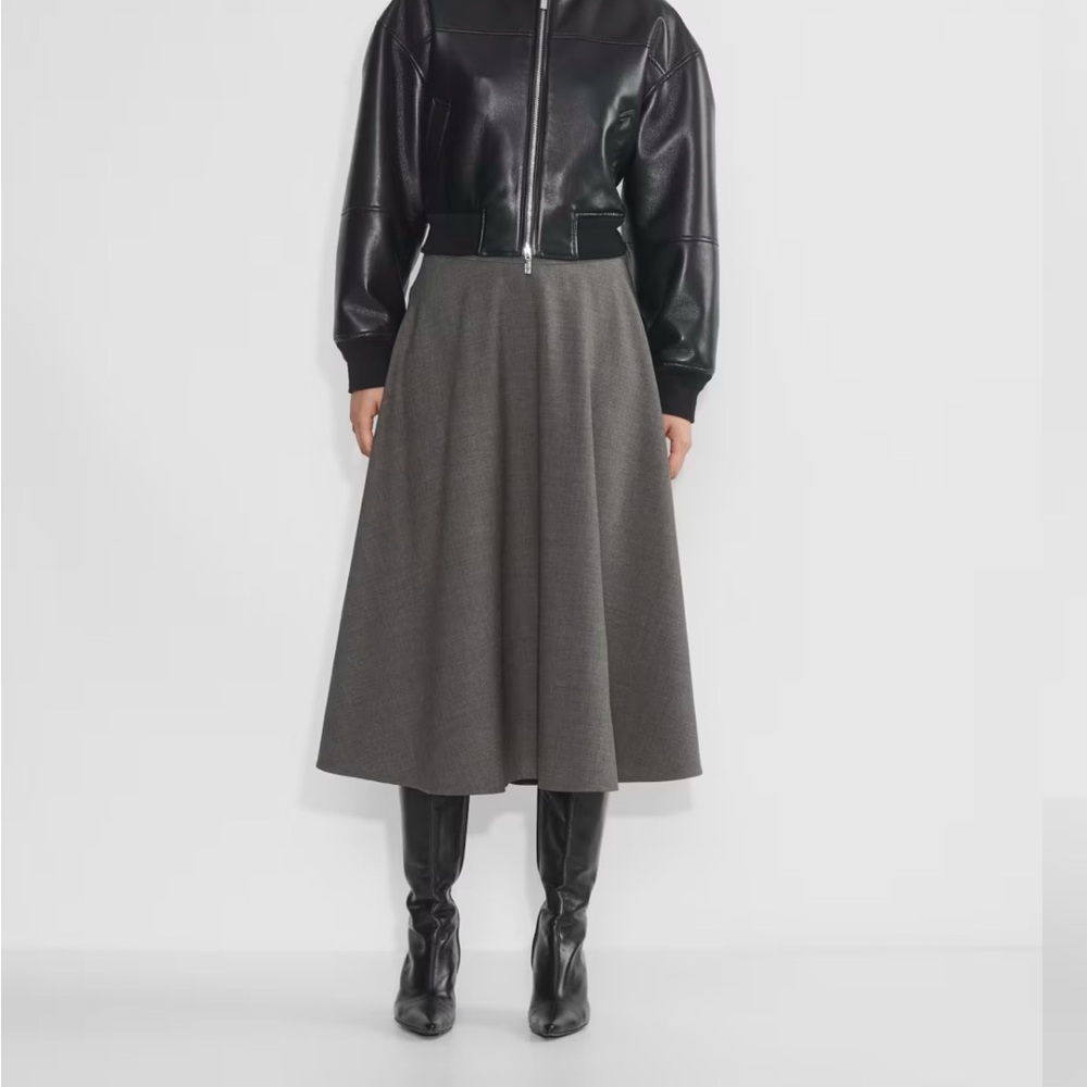 Aritzia Babaton Futurism Midi Skirt - Heather Grey NWT